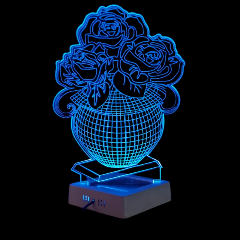 3D лампа 3d lights Цветы В Вазе, синий, 19х32 см 3D лампа 3d lights Цветы В Вазе, синий, 19х32 см