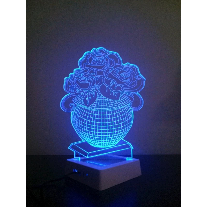 3D лампа 3d lights Цветы В Вазе, синий, 19х32 см 3D лампа 3d lights Цветы В Вазе, синий, 19х32 см
