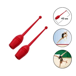 Булава для художественной гимнастики 1348 пластик, красная, 45 см