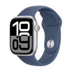 Ağıllı saat Apple Watch Series 10 GPS 42mm Silver Aluminium Case with Denim Sport Band - S/M