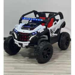 Uşaq elektrikli avtomobili RACE JEEP-azr5120 rezin təkərlər, dəri oturacaqlar, usb, musiqi,öndə işıqlar qara/ağ 1-5 yaş