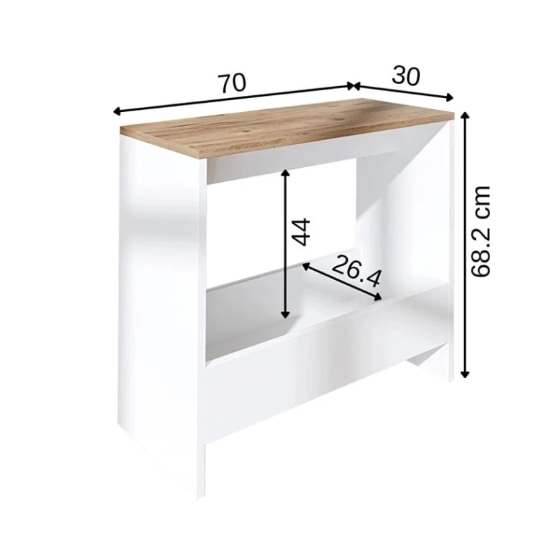 Jurnal masası Art-110, 30x70x70 sm, laminat, ağ/açıq qəhvəyi
