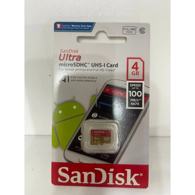 Карта памяти SanDisk 4GB microSDHC Class 10-UHS-I Карта памяти SanDisk 4GB microSDHC Class 10-UHS-I