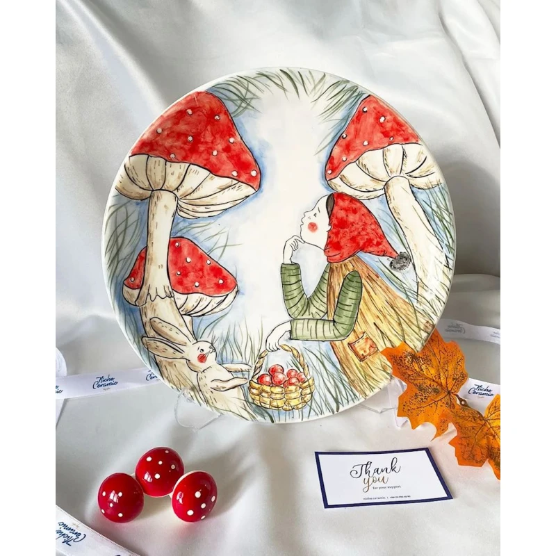 Декоративная тарелка Niche Ceramic, керамика, белая/красная, 28 см Декоративная тарелка Niche Ceramic, керамика, белая/красная, 28 см