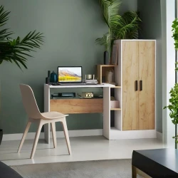 Письменный стол 3563_M2StolWardrobeWhvot Белый/Вотан, ЛДСП, 135x60x150 см Письменный стол 3563_M2StolWardrobeWhvot Белый/Вотан, ЛДСП, 135x60x150 см