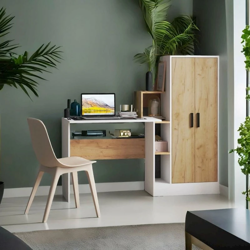 Письменный стол 3563_M2StolWardrobeWhvot Белый/Вотан, ЛДСП, 135x60x150 см Письменный стол 3563_M2StolWardrobeWhvot Белый/Вотан, ЛДСП, 135x60x150 см