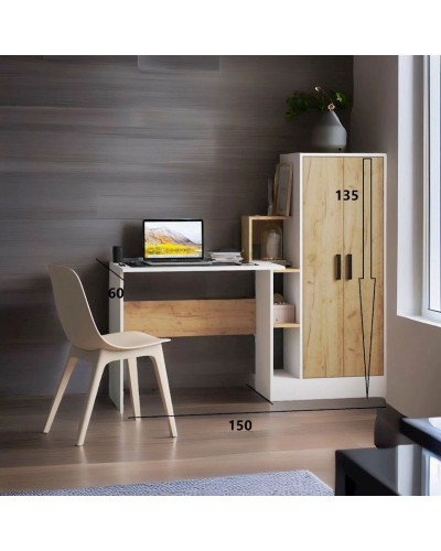 Yazı masası 3563_M2StolWardrobeWhvot Ağ/Votan, LDSP, 135x60x150 см