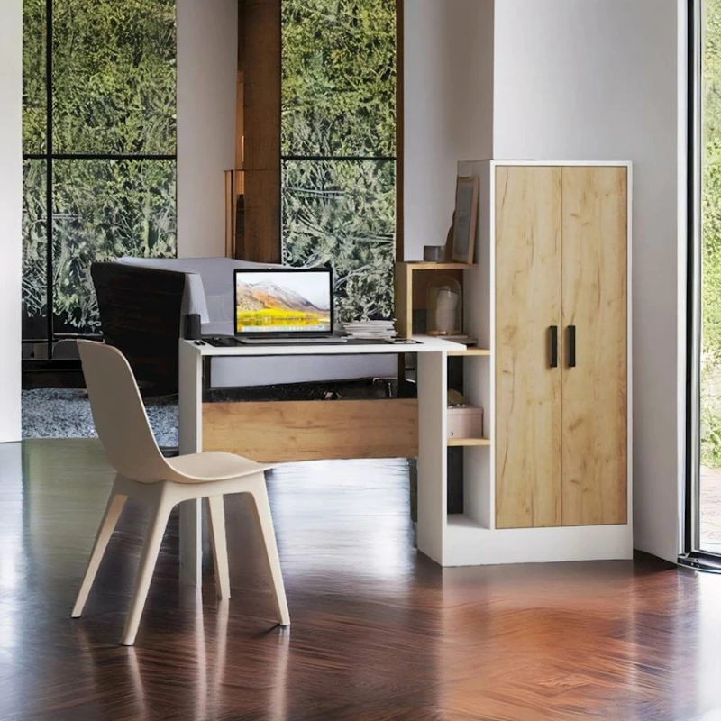 Письменный стол 3563_M2StolWardrobeWhvot Белый/Вотан, ЛДСП, 135x60x150 см Письменный стол 3563_M2StolWardrobeWhvot Белый/Вотан, ЛДСП, 135x60x150 см