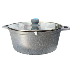 Кастрюля Elif ELD, 40 см, серый, гранит, со стеклянной крышкой