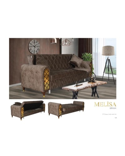 Divan Melisa qəhvəyi, rahatlıq və şık dizayn ilə, ölçü: 220x80x75