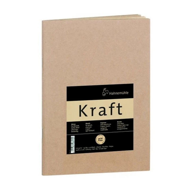 Блокнот для набросков Hahnemuhle Kraft, 120 г/м2, А5, 20 листов, целлюлоза 100%, мягкая обложка, коричневый Блокнот для набросков Hahnemuhle Kraft, 120 г/м2, А5, 20 листов, целлюлоза 100%, мягкая обложка, коричневый