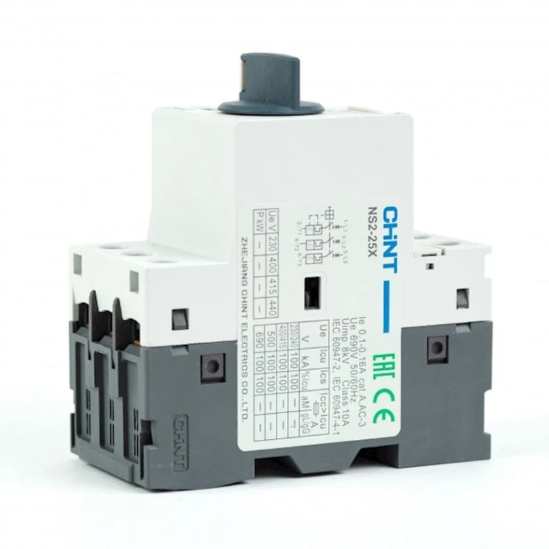 Motor-avtomat Chint NS2-25X 0.1-0.16A döndərici tutacaq ilə Motor-avtomat Chint NS2-25X 0.1-0.16A döndərici tutacaq ilə