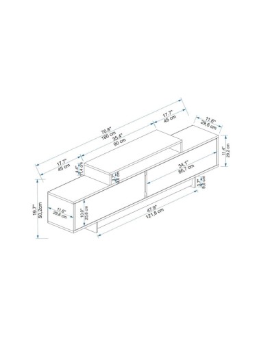 Tumba Ev Plus ev_12116057, LDSP, ağ, qəhvəyi, 180x29.6x50.2 sm