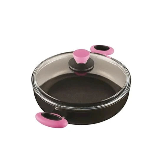 Manqal tavası Leggno Eflatun, alüminium, qara/çəhrayı, 24 sm