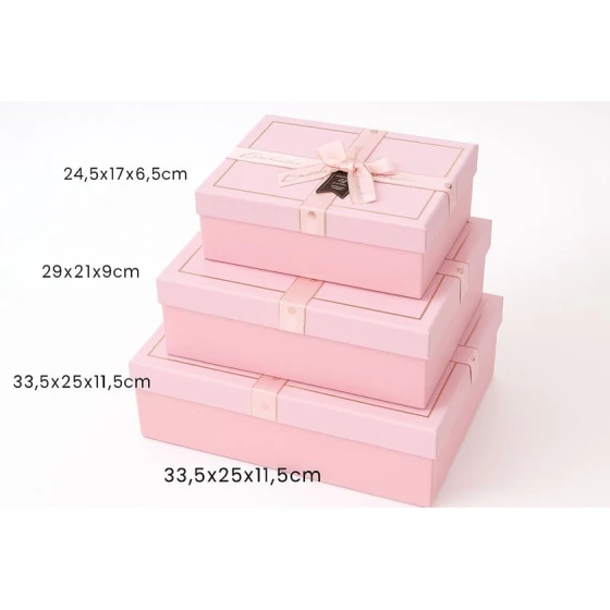 Набор подарочных коробок Nobby QC3344, 3 шт, розовый Набор подарочных коробок Nobby QC3344, 3 шт, розовый