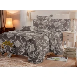 Комплект постельного белья Luxe Cotton Lu-xe-000547, двуспальный, сатин, пододеяльник 230x240 см, простыня 200x220 см, наволочки 2 шт х 50x70 см, коричневый/бежевый