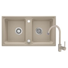Qarışdırıcı ilə mətbəx çanağı Deante Zorba ZQZ A7203, 43.5x78 sm, qranit, qəhvəyi