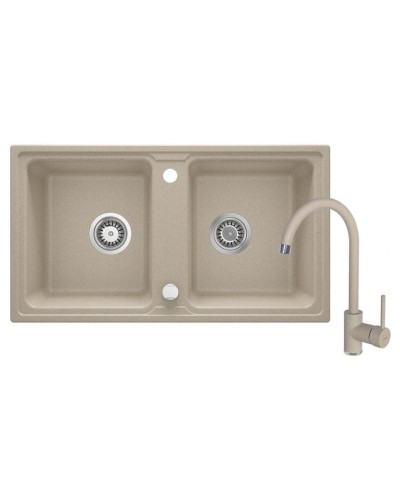 Qarışdırıcı ilə mətbəx çanağı Deante Zorba ZQZ A7203, 43.5x78 sm, qranit, qəhvəyi