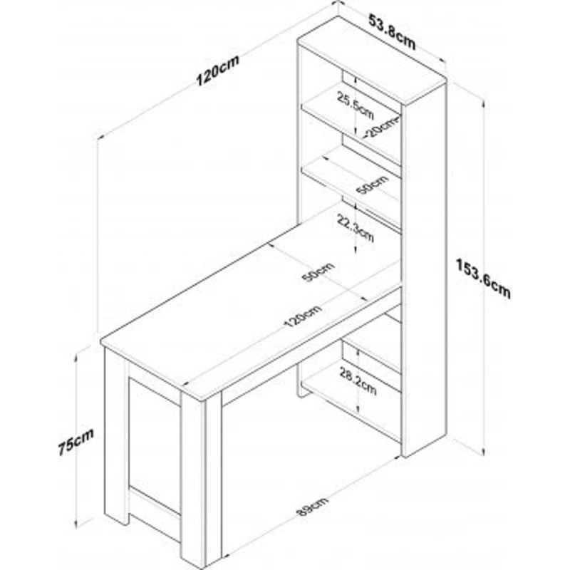 Компьютерный стол Art Mebel House 112, белый/вотан, 150x120x50 см