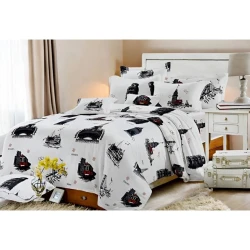 Комплект постельного белья Luxe Cotton 391, пододеяльник 150x220 см, простыня 160x220 см, наволочка 50х70 см, полутораспальный, белый/черный