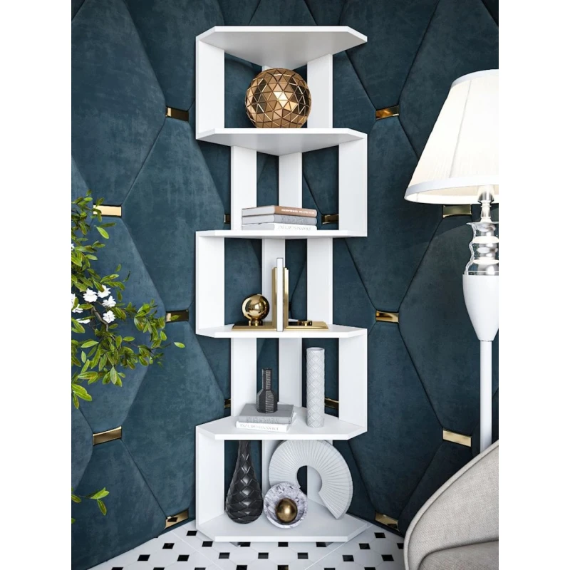 Stellaj 3563_StellajOpenUgolWhite, 156.3х38х38 sm, LDSP, ağ