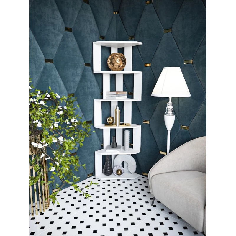 Stellaj 3563_StellajOpenUgolWhite, 156.3х38х38 sm, LDSP, ağ