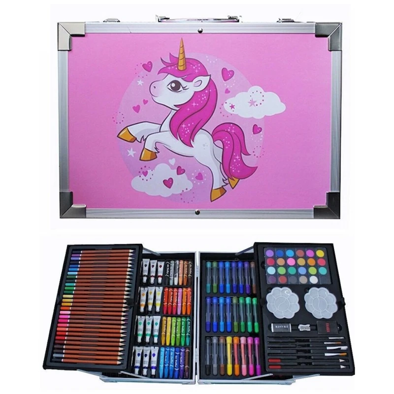 Набор для рисования Unicorn, в металлическом чемодане, розовый Набор для рисования Unicorn, в металлическом чемодане, розовый