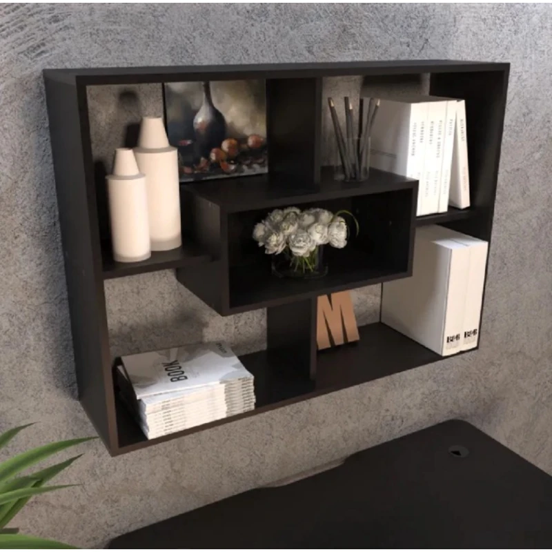 Divar rəfi Art Mebel 26, laminat, 75х100х25 sm, qara