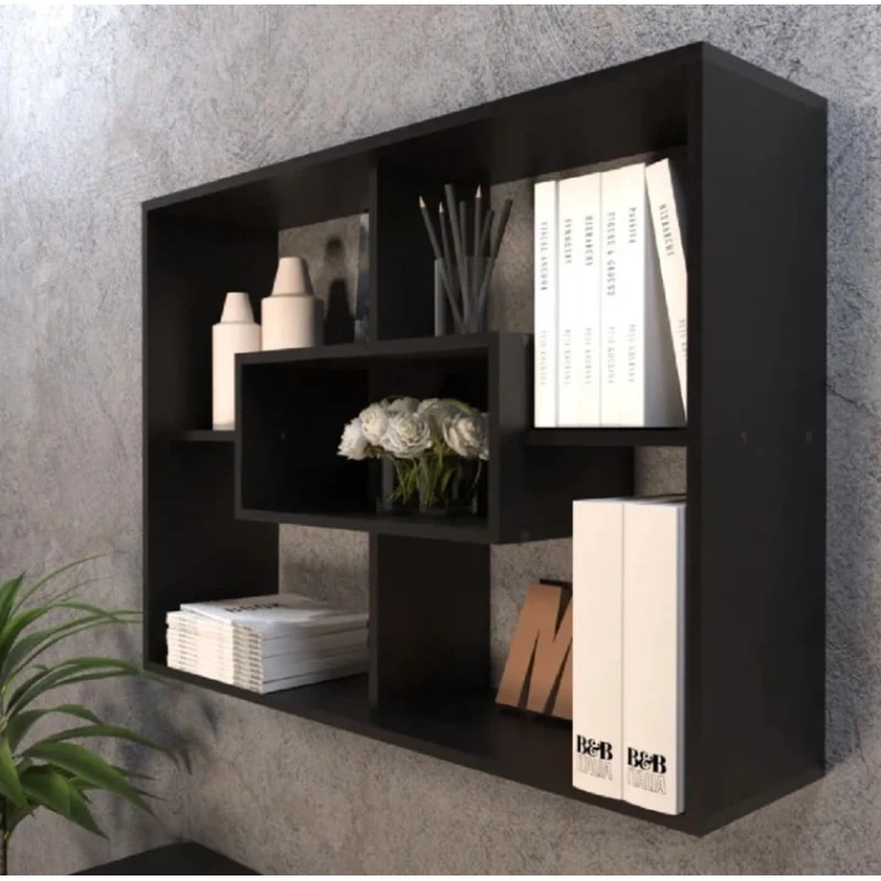 Divar rəfi Art Mebel 26, laminat, 75х100х25 sm, qara