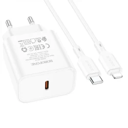 Сетевое зарядное устройство Borofone BA71A with Type C - Lightning Cable, Белый