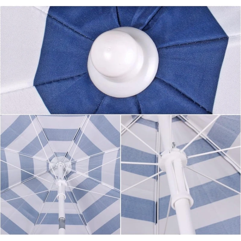 Зонт от солнца, полиэстер/металл, синий/белый, 160 см Зонт от солнца, полиэстер/металл, синий/белый, 160 см