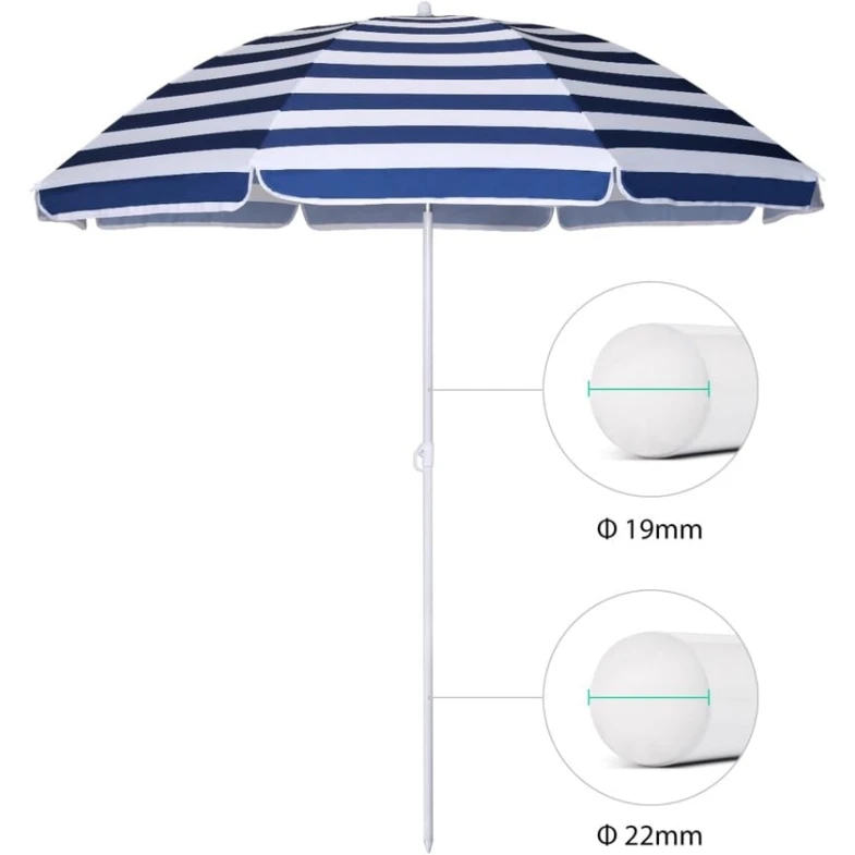 Зонт от солнца, полиэстер/металл, синий/белый, 160 см Зонт от солнца, полиэстер/металл, синий/белый, 160 см