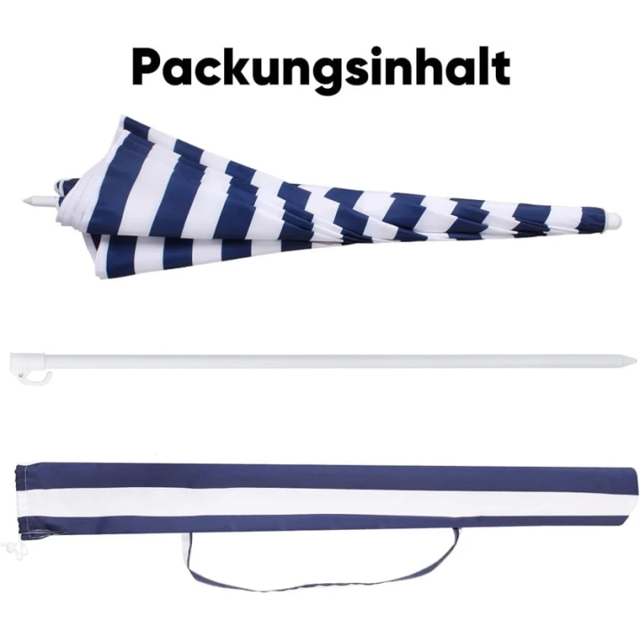 Зонт от солнца, полиэстер/металл, синий/белый, 160 см Зонт от солнца, полиэстер/металл, синий/белый, 160 см