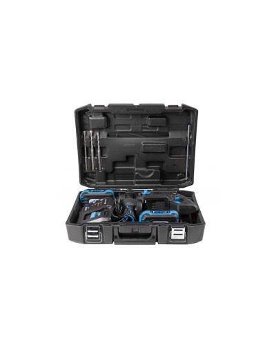 Akkumulyatorlu perforator Högert HT2E249-B24CH + 2 akkumulyator + 4Ah + enerji toplama stansiyası 4A + keys