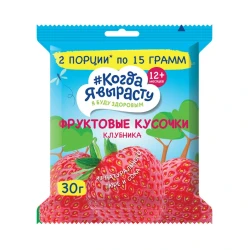 Фруктовые кусочки Когда я вырасту яблоко и клубника, 12+ месяцев, 30 г Фруктовые кусочки Когда я вырасту яблоко и клубника, 12+ месяцев, 30 г