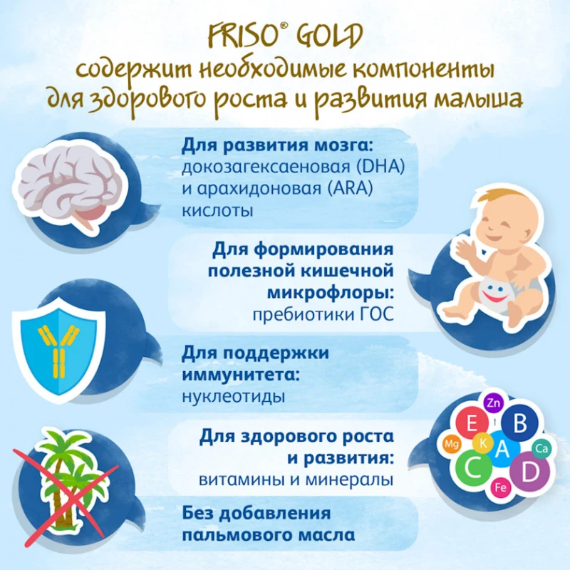 Сухая молочная смесь Friso Gold 2, c 6 месяцев, 800 г Сухая молочная смесь Friso Gold 2, c 6 месяцев, 800 г