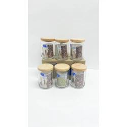 Емкость для хранения Ocean, прозрачная, стекло/дерево, 650 мл, 1 шт