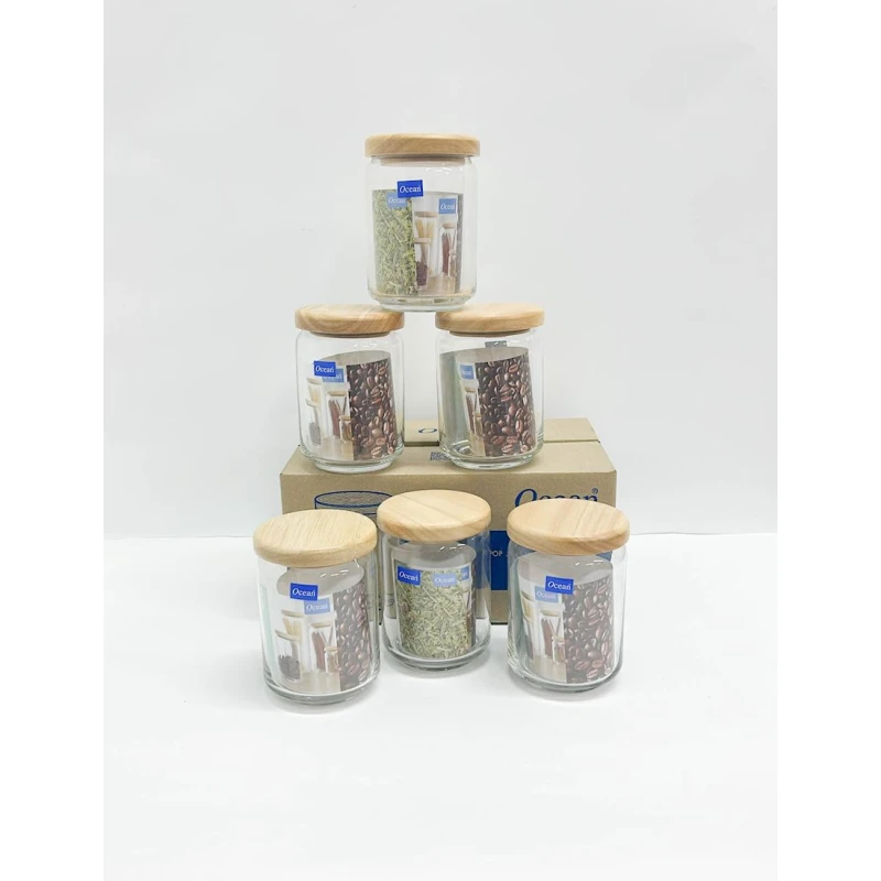 Емкость для хранения Ocean, прозрачная, стекло/дерево, 650 мл, 1 шт Емкость для хранения Ocean, прозрачная, стекло/дерево, 650 мл, 1 шт