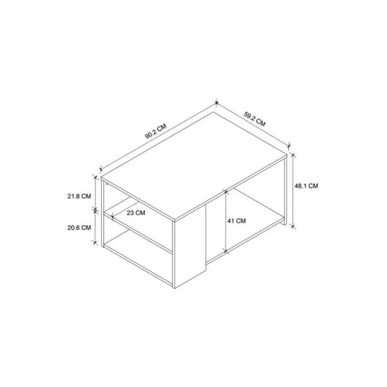 Журнальный стол Ev Plus ev_12116080, ЛДСП, коричневый, белый, 90.2x59.2x48.1 см