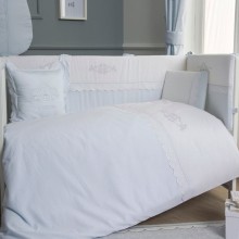 Uşaq yataq dəsti белья Funna baby Prince, 8 hissə, yorğan üzü 100x130 sm, iç yorğan, baş üçün qoruma 40x60 sm, yan qoruma 40x120 см - 2 əd, mələfə, yastıq üzü 35x45 sm, dekorativ yastıq, pambıq, mavi