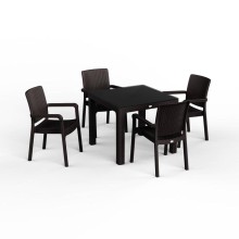 Bağ üçün mebel dəsti Florya Garden, masa ölçüsü 90x90 sm, stul ölçüsü 45x58x56x84 sm, qəhvəyi - Florya Garden 050