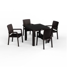 Bağ üçün mebel dəsti Florya Garden, masa ölçüsü 90x90 sm, stul ölçüsü 45x58x56x84 sm, qəhvəyi - Florya Garden 050