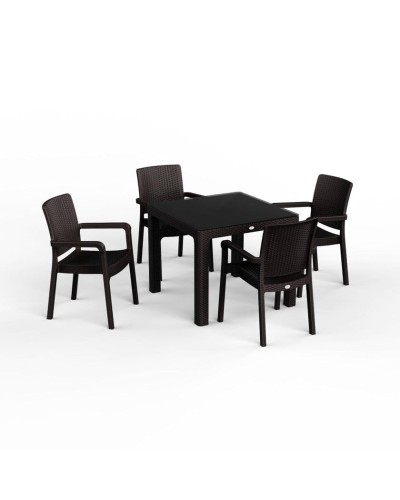 Bağ üçün mebel dəsti Florya Garden, masa ölçüsü 90x90 sm, stul ölçüsü 45x58x56x84 sm, qəhvəyi - Florya Garden 050