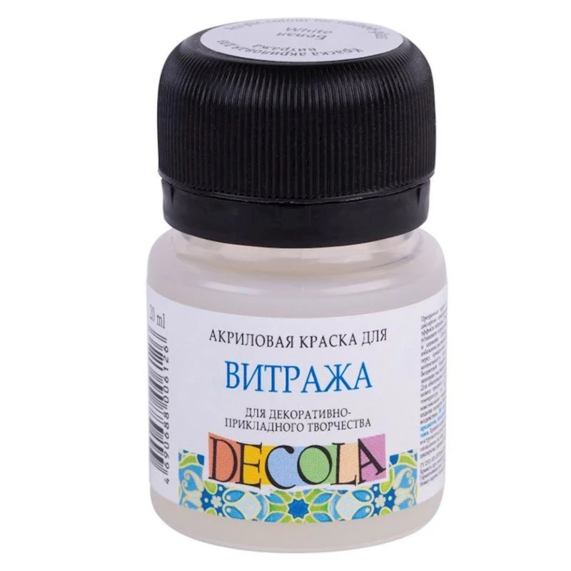 Акриловая краска для витража Decola, белый, 20 мл Акриловая краска для витража Decola, белый, 20 мл