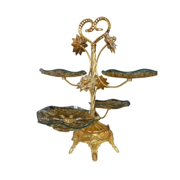 Конфетница Z.H 1374, 4-х ярусная, стекло/нержавеющая сталь, золотистая Конфетница Z.H 1374, 4-х ярусная, стекло/нержавеющая сталь, золотистая