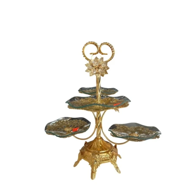 Конфетница Z.H 1374, 4-х ярусная, стекло/нержавеющая сталь, золотистая Конфетница Z.H 1374, 4-х ярусная, стекло/нержавеющая сталь, золотистая