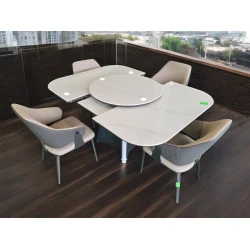 Обеденный набор Mayak Pebble Haven MY59, стол 122x121-160 см, стул 47x45 см Обеденный набор Mayak Pebble Haven MY59, стол 122x121-160 см, стул 47x45 см