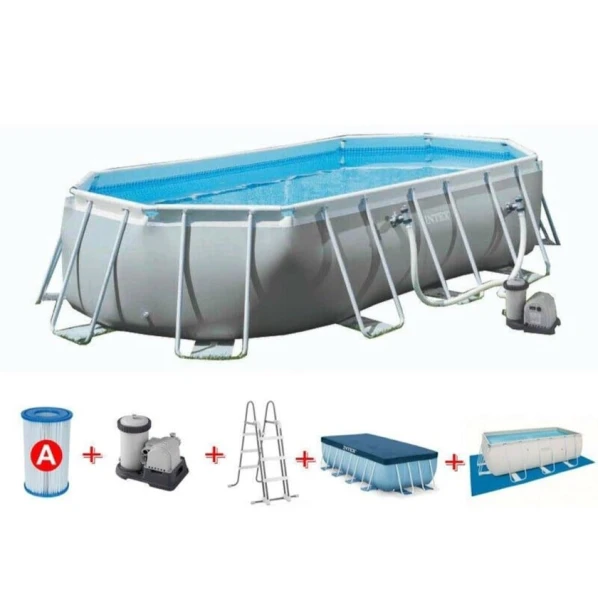 Каркасный бассейн İntex H26796NP, серый, 503x274x122 см, 13365 л Каркасный бассейн İntex H26796NP, серый, 503x274x122 см, 13365 л