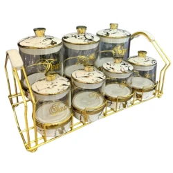 Ədviyyat üçün qab dəsti MagiDeal SE160, ağ/şəffaf, 7 əd