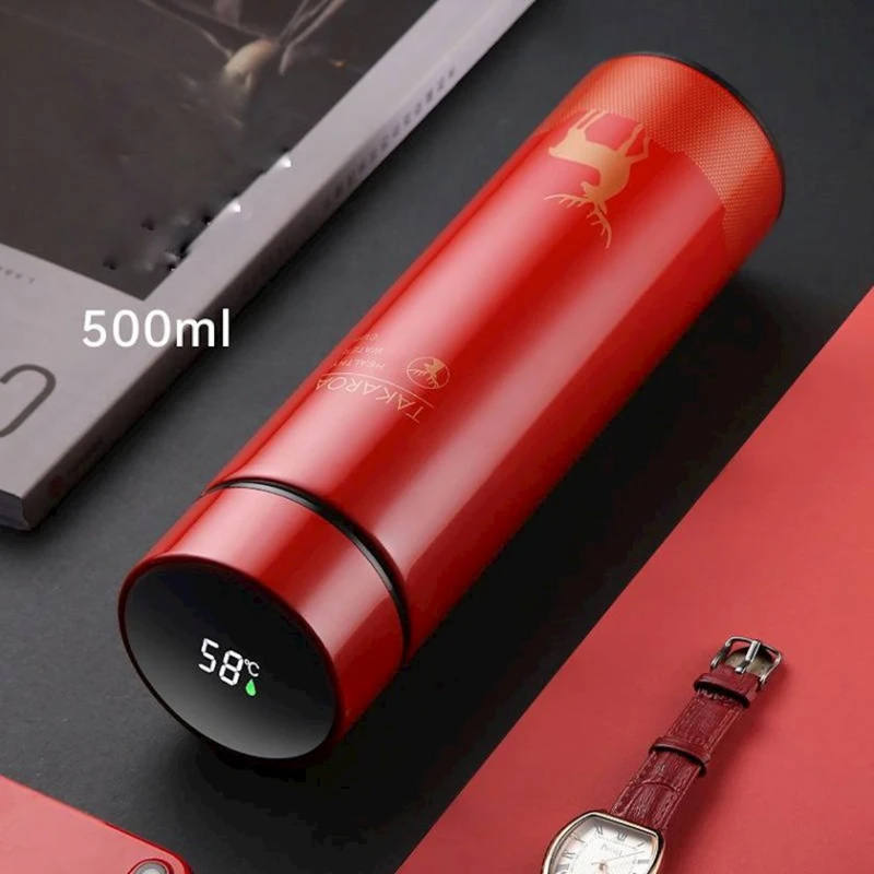 Термос с датчиком температуры, красный, 480 мл